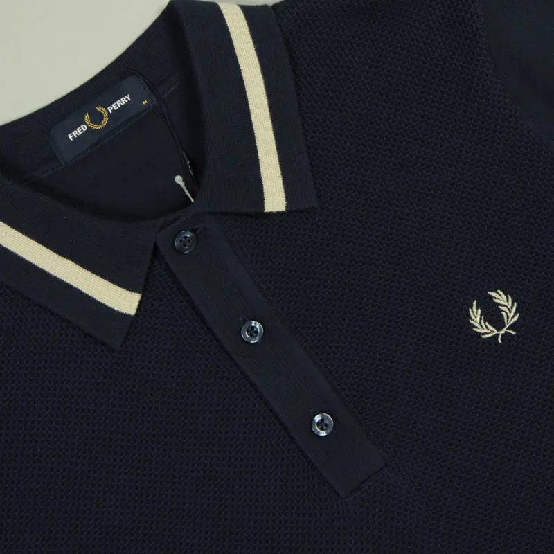 Fred Perry Textured Front Knitted Shirt - Deep Carbon-1